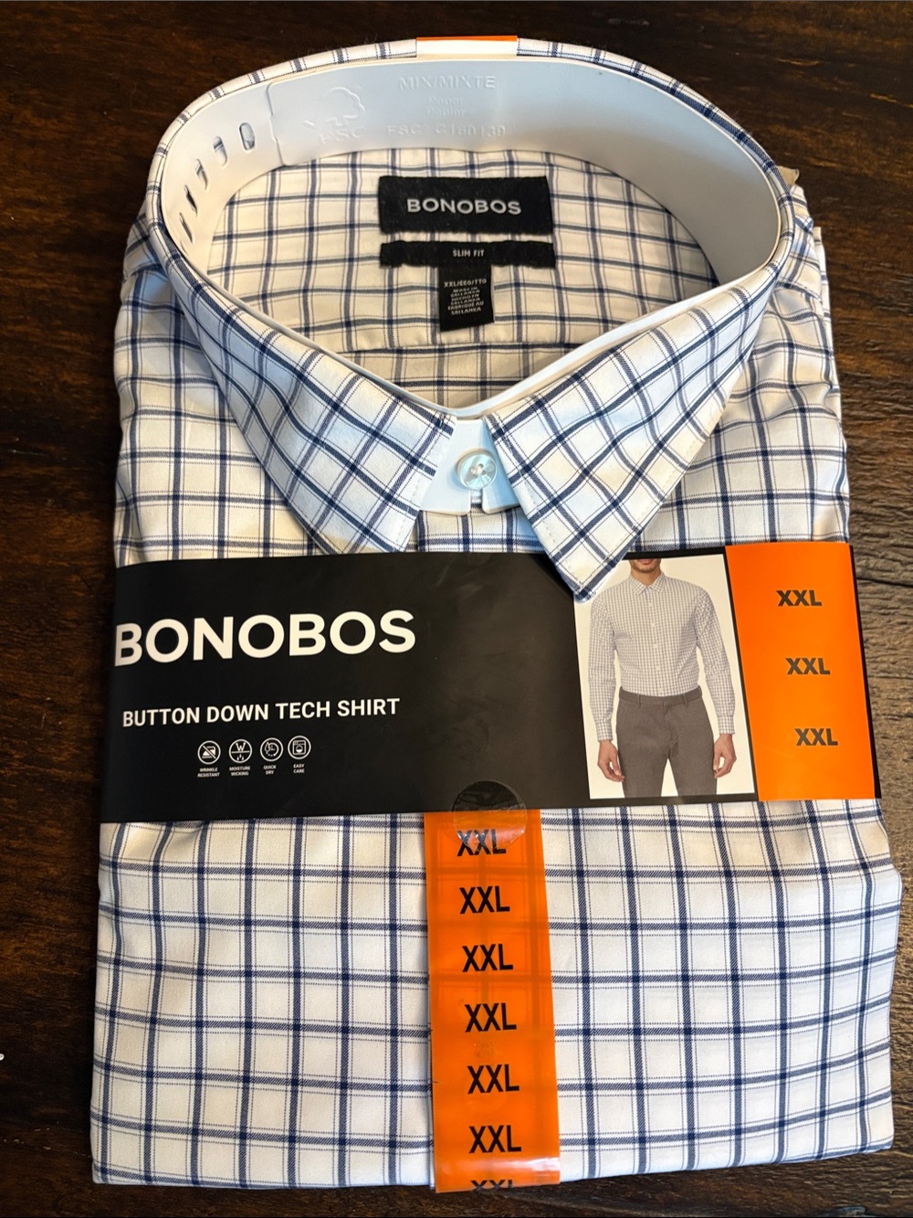 Bonobos White and Blue Checked Slim Fit Button-Down Shirt